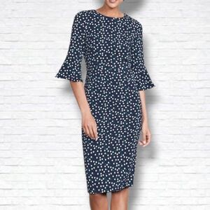 Elegant Navy Polka Dot Dress
